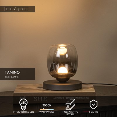 Lucide TAMINO - Tischlampe - Ø 15 cm - LED - 1x6W 3000K - Schwarz